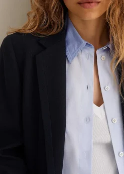 Best ME+EM Wool-Blend Sharp Longline Blazer Navy
