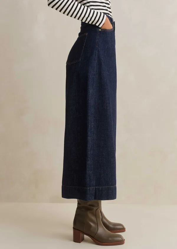 Sale ME+EM Worn In Culotte Jean Dark Blue Wash