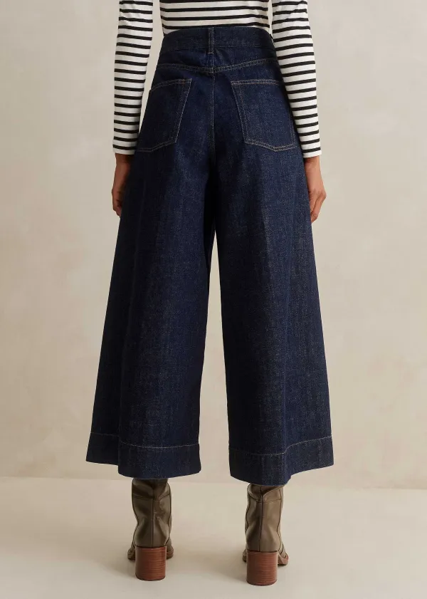 Sale ME+EM Worn In Culotte Jean Dark Blue Wash