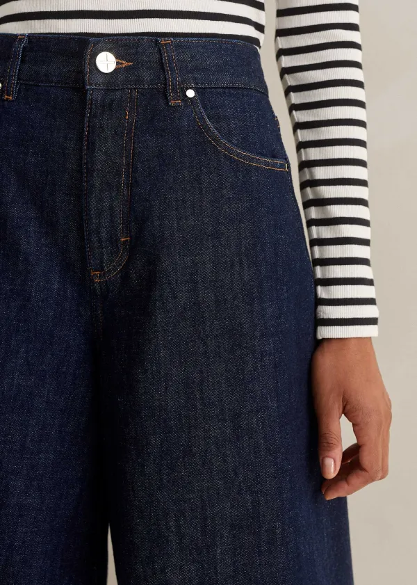 Sale ME+EM Worn In Culotte Jean Dark Blue Wash