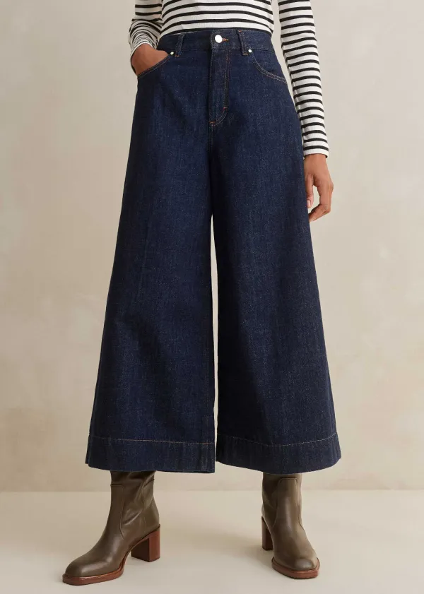 Sale ME+EM Worn In Culotte Jean Dark Blue Wash