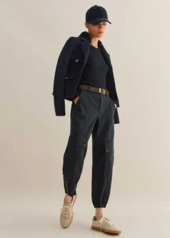 New ME+EM Zip Detail Crop Cargo Jogger Washed Navy Eclipse