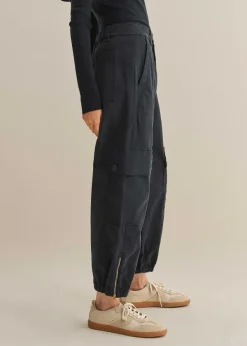 New ME+EM Zip Detail Crop Cargo Jogger Washed Navy Eclipse