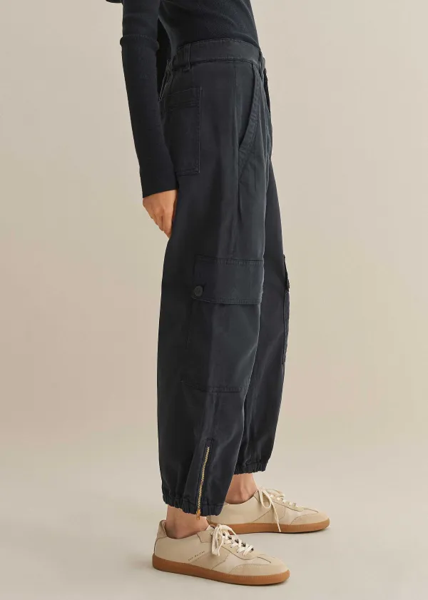 New ME+EM Zip Detail Crop Cargo Jogger Washed Navy Eclipse