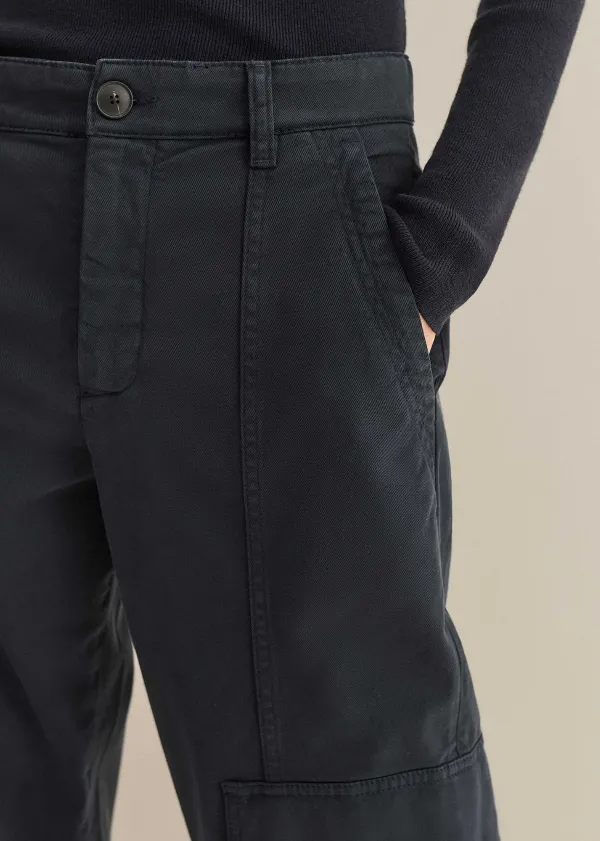 New ME+EM Zip Detail Crop Cargo Jogger Washed Navy Eclipse